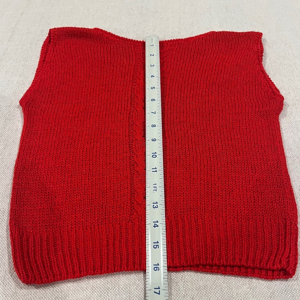 Vintage Liz Claiborne Sweater Women's Petite S Red Silk Blend Cable Button Back - Picture 4 of 8